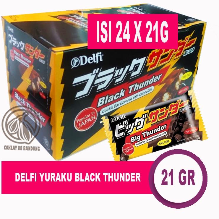 

☀ DELFI YURAKU BLACK THUNDER BOX ISI 24 PCS X 21 GR/GRAM, COKELAT COOKIE BAR BLACK TUNDER 24PC X 21GR ♧