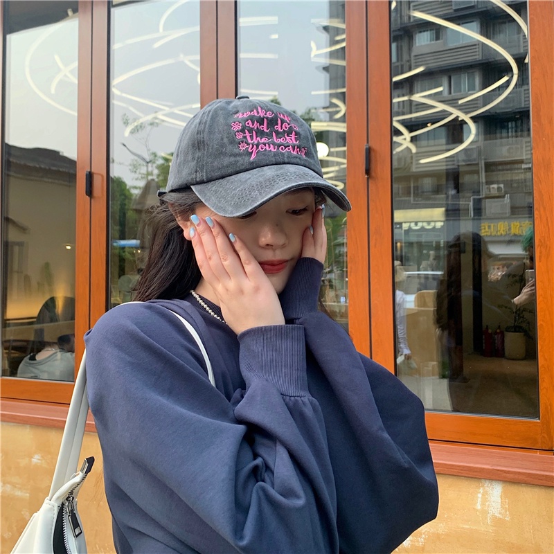 Topi Baseball Bordir Alfabet Versi Korea Tren Retro