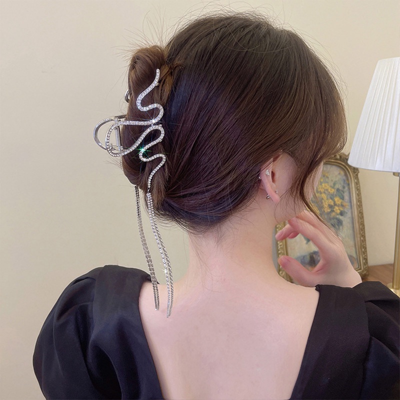 Berlian Imitasi Rambut Cakar Dengan Rumbai Kristal Mengkilap Jepit Rambut Untuk Wanita Geometris Barrette Hair Clip Fashion Pesta Aksesoris Rambut