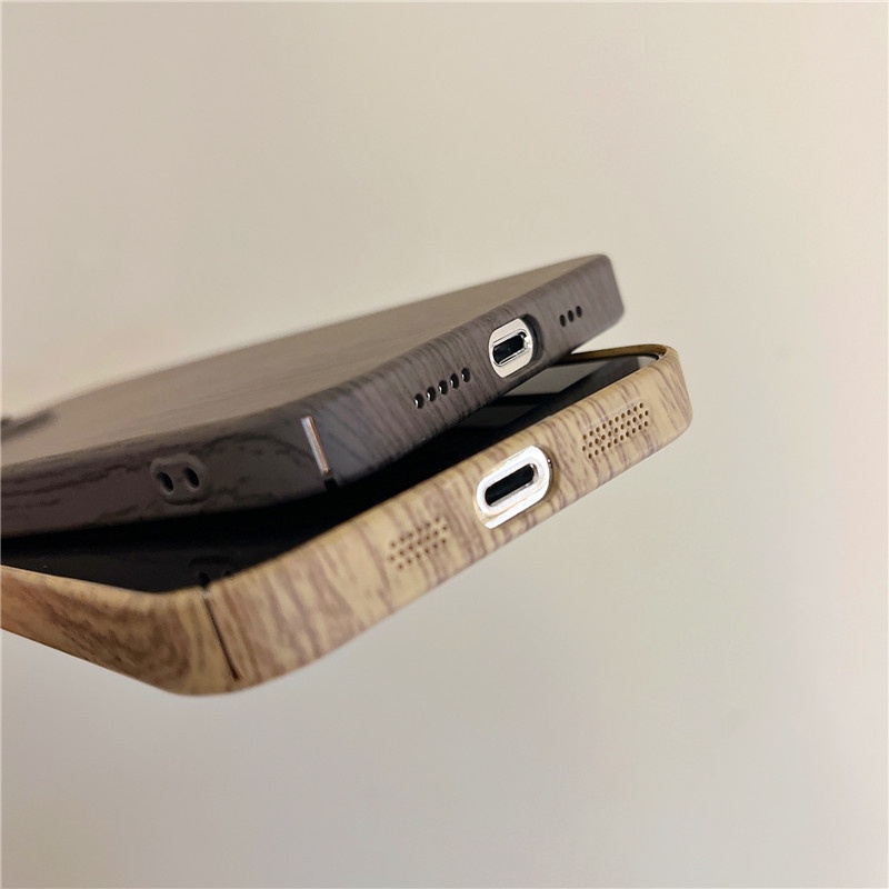 IPHONE Casing Ponsel Serat Kayu Walnut PC Ultra-Tipis Untuk Iphone11 12 13 14 Pro Max Anti Jatuh