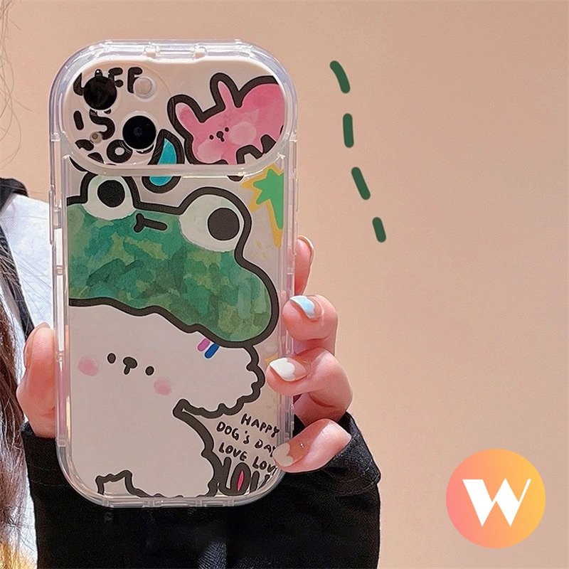 Kelinci Lucu Flip Make Up Mirror Case Kompatibel Untuk IPhone 11 Pro Max 7Plus 87 Plus XR X 13 11 12 14 Pro Max XS Max SE 2020 Graffiti Kartun Hewan Kodok Anjing Lembut Kembali Cove