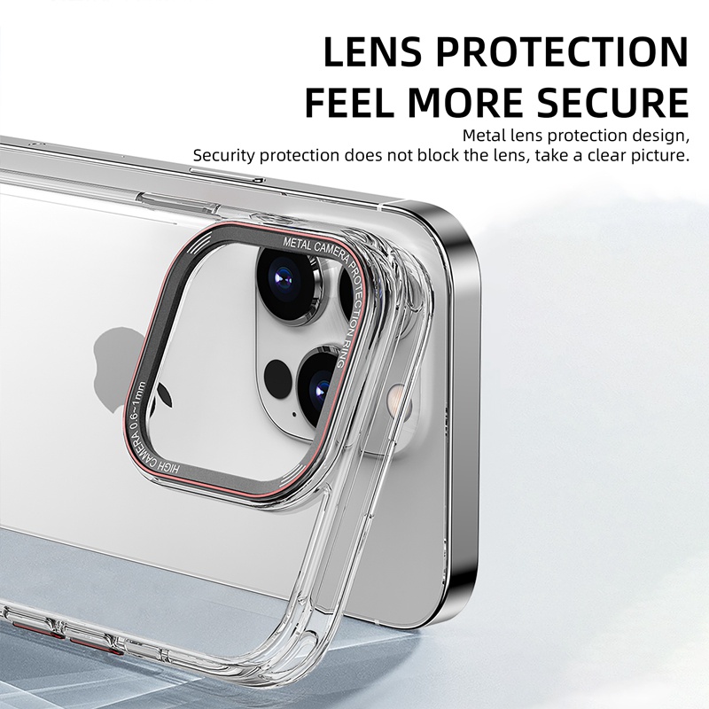 NEW !! For iPhone case （ 13 13 Pro 13 Pro Max 14 14 Pro 14 Pro Max high-quality Transparent housing aluminum alloy independent button+camera protection Mobile phone shell ）