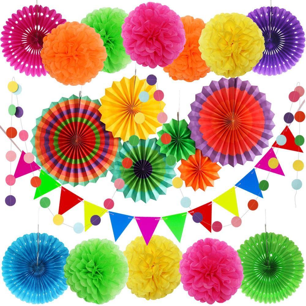 Nanas 6pcs/set Kipas Kertas Bunga Hiasan Gantung Dekorasi Festival Natal Ulang Tahun Party Decor Tissue Paper
