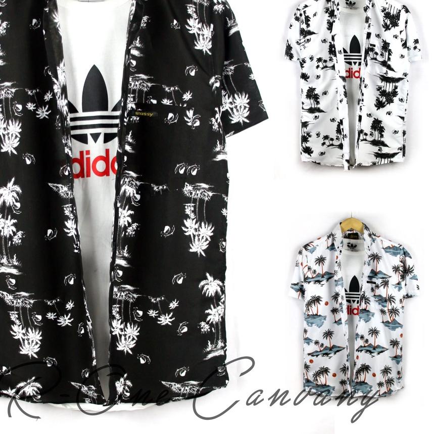 ♞ Kemeja Pria Lengan Pendek Surfing Flava dan RVCA Motif Bunga Kemeja Pantai Santai Best Seller ♠