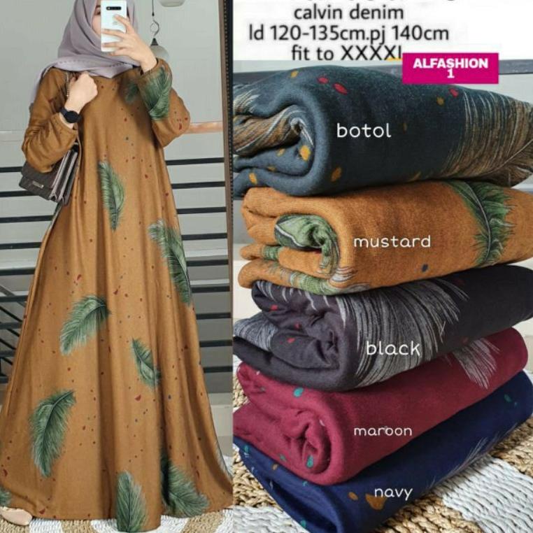 HARGA SPESIAL TAROSA Maxy - LD120 Gamis Denim Diana Jumbo Bigsize Oversize Bumil / Dialova Maxy / R.