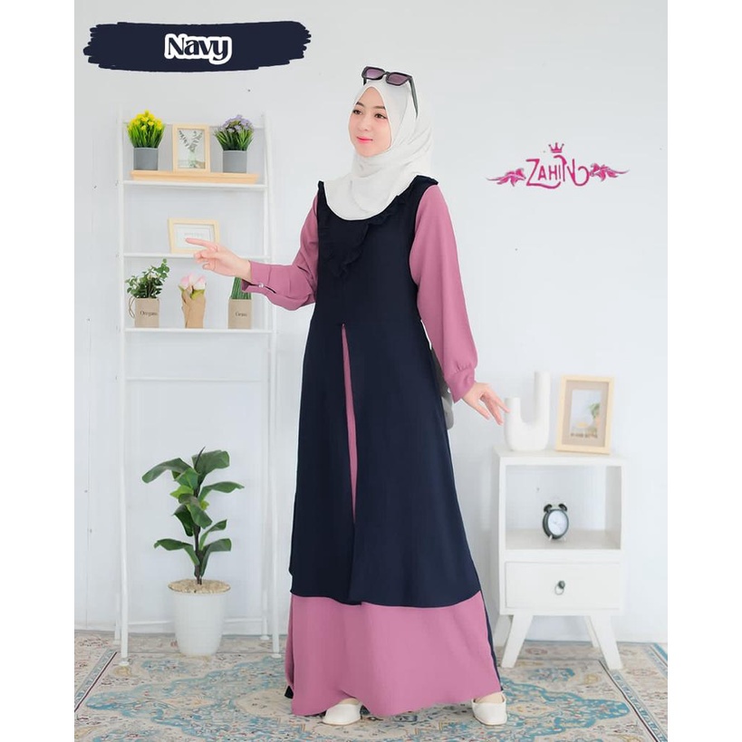 MERONA-GAMIS CRINKLE NIKIA DRESS ORIGINAL ZAHIN 2LAYER/gamis ruffle dada/gamis zahin lebaran