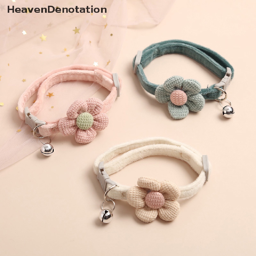 [HeavenDenotation] Cat collar multicolor cute flower pet cat collar Kerah Kucing Lucu Kartun Bunga bell collar Kucing Kalung Anjing Anjing Perlengkapan HDV