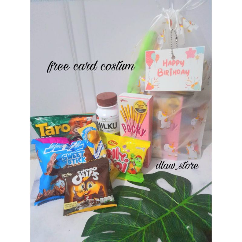 Paket Snack Ulang Tahun Kemasan Pouch Free card Costum