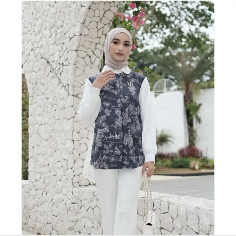 vanilla Hijab-TDJ Bloom Shirt Classic Blue