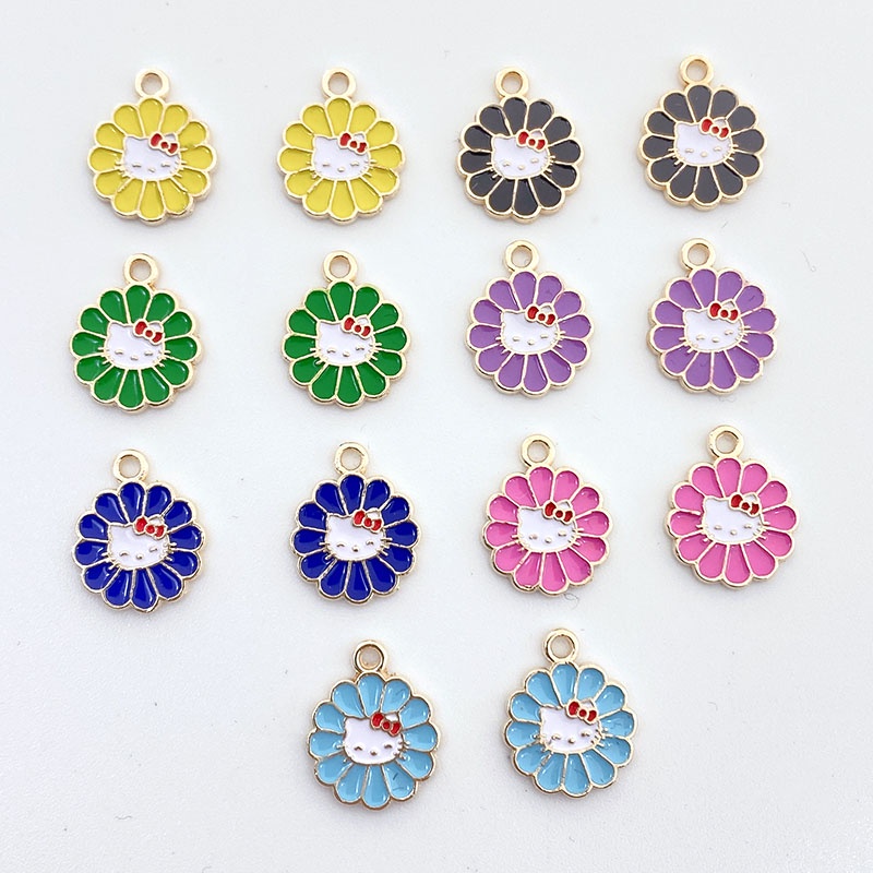 4 Pcs alloy oil drop pendant earrings Kartun Kucing Seri DIY Pesona handmade Perhiasan Aksesoris