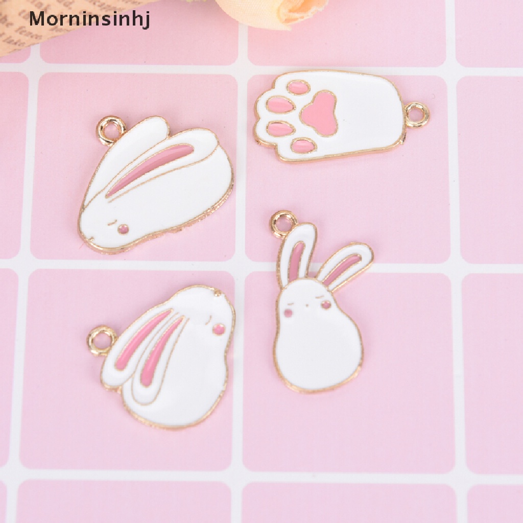 Mornin 10Pcs/Set Enamel Alloy Kelinci Ch Liontin Temuan Perhiasan DIY Craft Making id