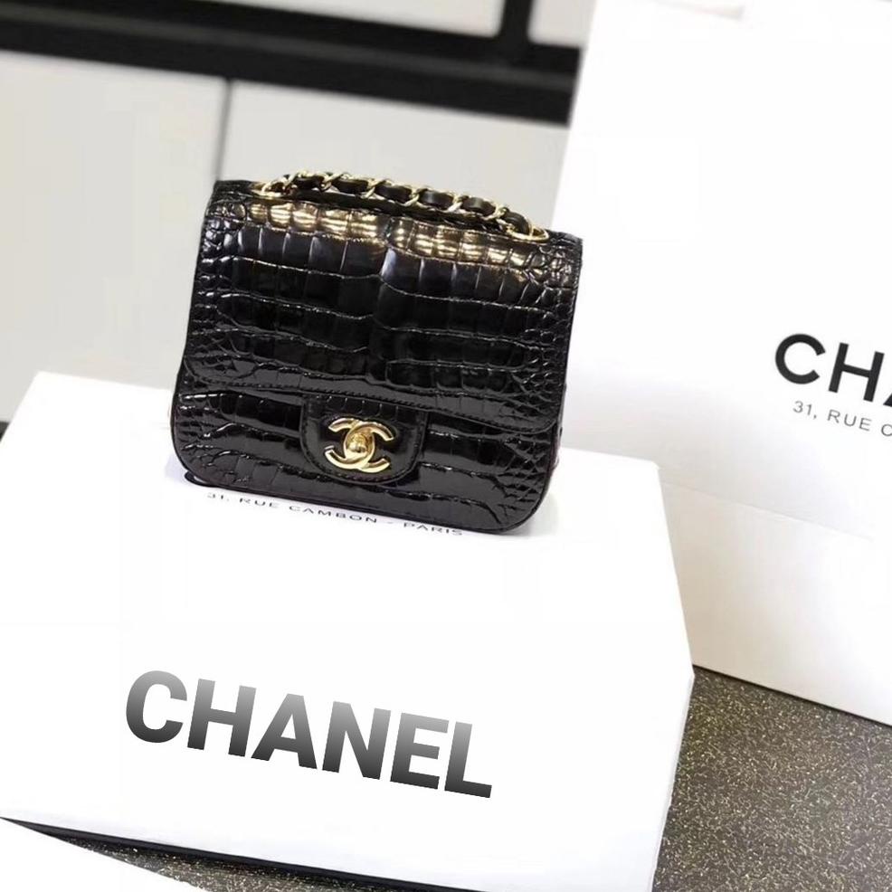 SALE TAS IMPORT BABY CROCO FREE BOX SIZE 19×13 ASESORIS GOLD 2 FUNGSI GROSIRAN SLEMPANG CROCO PREMIU