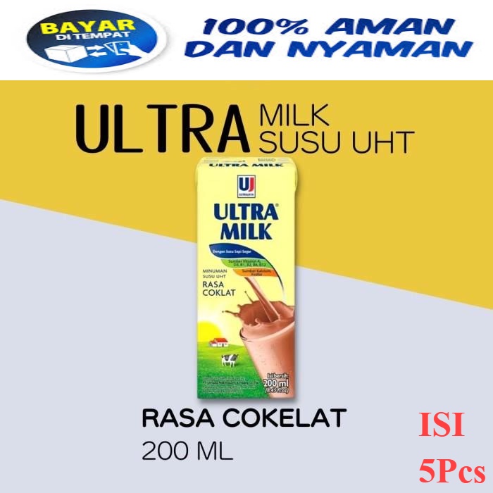 

SUSU UHT ULTRA MILK RASA Cokelat / Stroberi / Full Cream 200ml (isi 5 pcs)