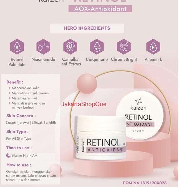 ✴ RETINOL ANTIOXIDANT RETINOL AOX ANTI OXIDANT Kaizen Cream Malam Pencerah & Antiaging / Retinol Ant