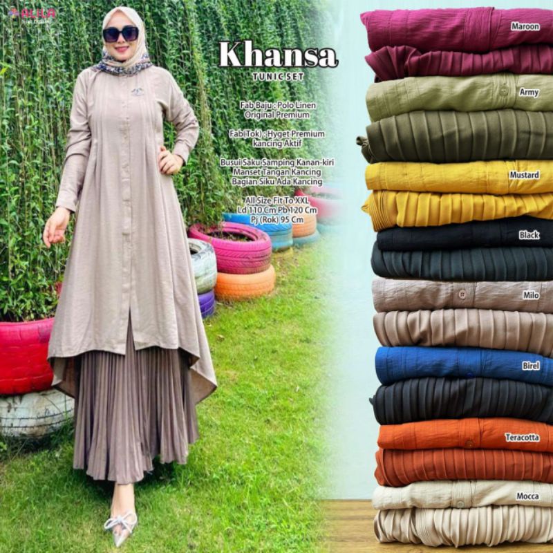 KHANSA TUNIC SET ORI ALILA | Tunic Set Polo Linen Original Premium