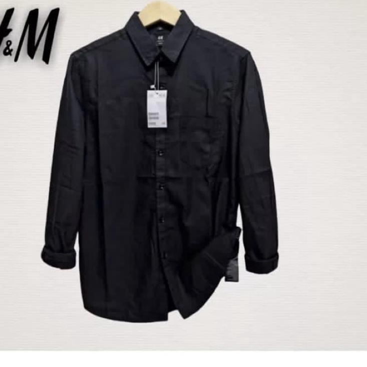 ✪ Kemeja Pria Lengan Panjang H&M Hitam ☏