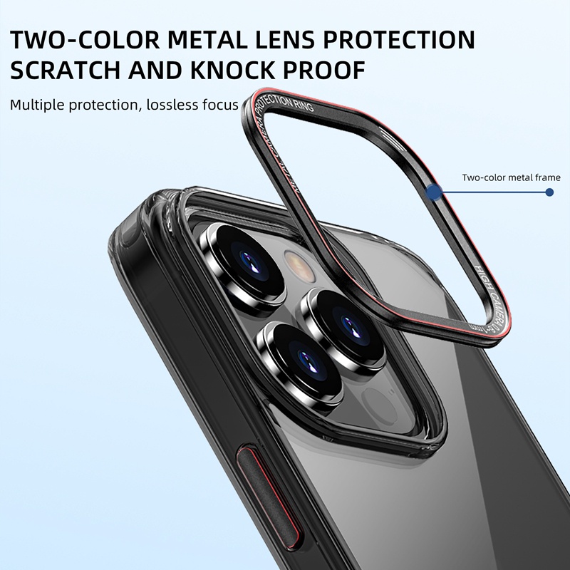 NEW !! For iPhone case （ 13 13 Pro 13 Pro Max 14 14 Pro 14 Pro Max high-quality Transparent housing aluminum alloy independent button+camera protection Mobile phone shell ）