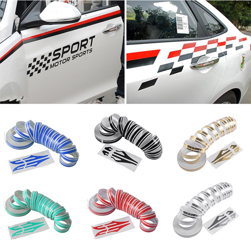 12mm Motor Mobil Striping Body Styling Tape Garis Pinggang Body Latte Stiker Tahan Air Decals Auto Interior Dekorasi Aksesoris