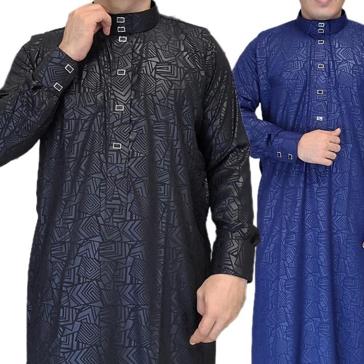 [ART. 384669] Jubah Pria Gamis Pria Baju Jubah muslim Motif Embos Mewah Murah Thobe Daffah kurta kok