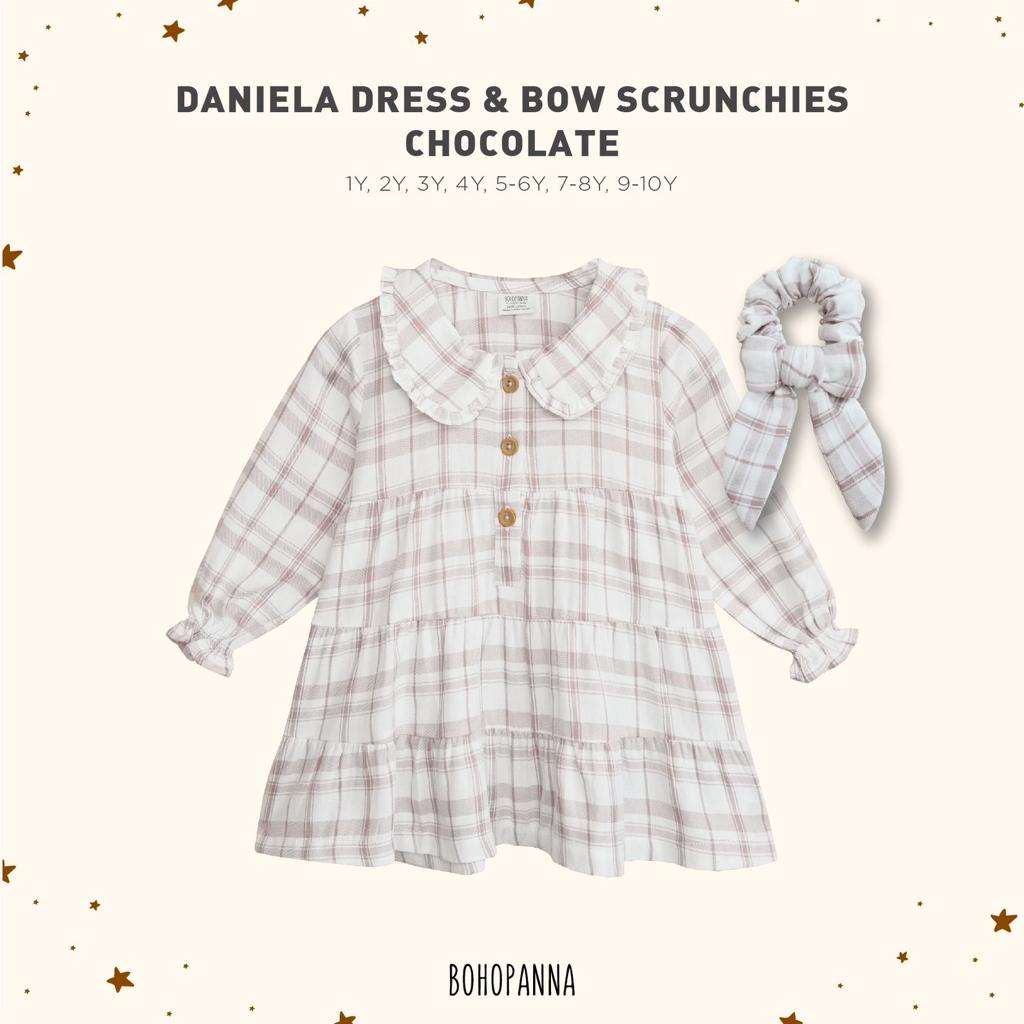 BOHOPANNA DANIELA DRESS &amp; BOW SCRUNCHIES / BOHOPANNA / DRESS ANAK PEREMPUAN