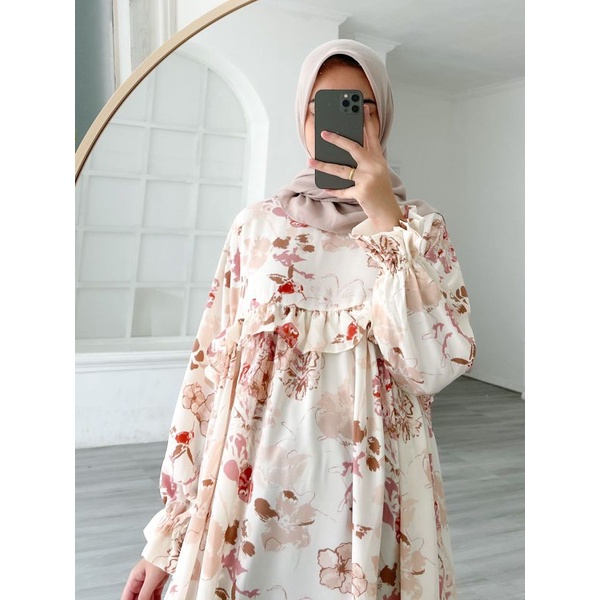 LIVINA FRECIA ONE SET Wanita Kekinian Celana Kulot Tunik Jumbo Panjang Baju Premium Rayon Pakaian Se
