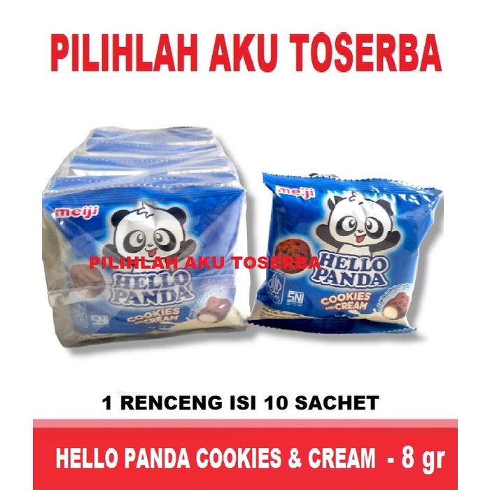 Meiji HELLO PANDA Biscuit COOKIES &amp; CREAM RENCENG - (HARGA 1 RENCENG)