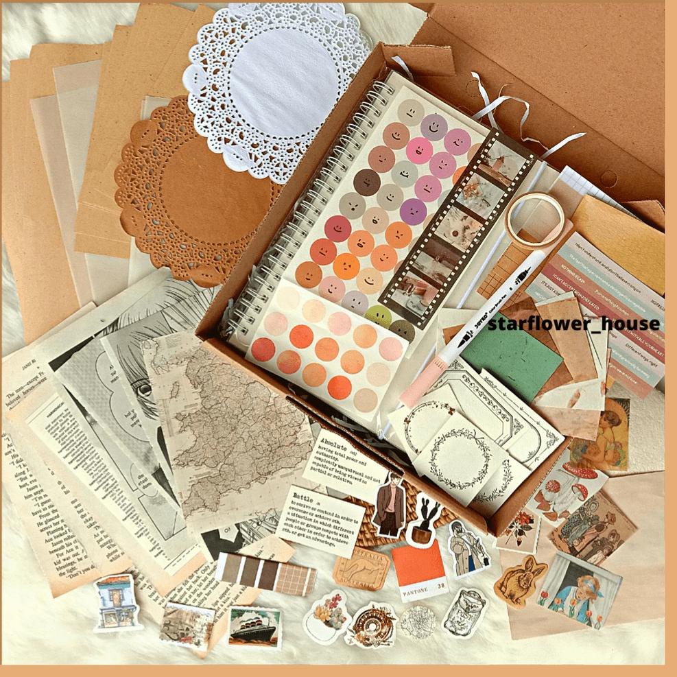 

K34 Journal Kit Aesthetic Scrapbook Journal Book Hiasan Buku Diary Vintage DIY Journal kit Journaling set murah bullet journal Bujo kit murah jurnal kit BIG PROMO め
