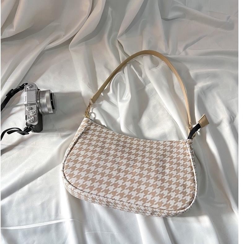 Tas selempang houndstoth tas bahu shoulderbag canvas