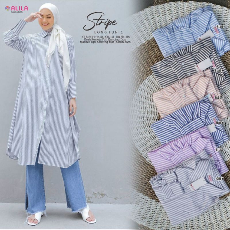 STRIPE LONG TUNIC ORI ALILA | Long Tunic Ld110 Pb115