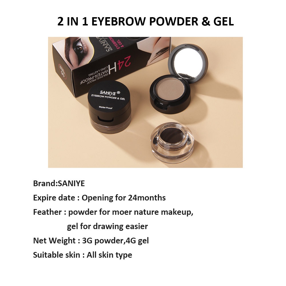 [100%ORIGINAL] ORI SANIYE Eyebrow Gel 2in1 Eyebrow Powder Eyebrow Cream Pomade Alis Bedak Alis Gel Alis 3D Korean Eyebrow