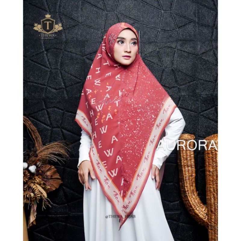 Thewa  Khimar printing Aurora payet Ori Thewa jilbab motif kerudung syari jilbab instan TERLARIS