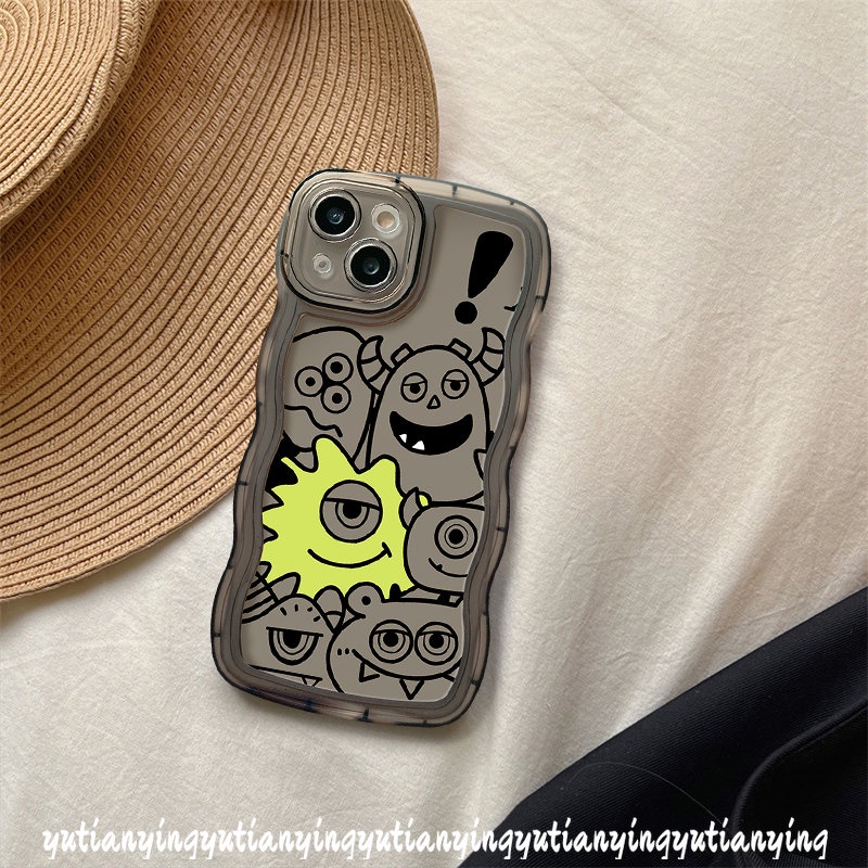 Kartun Cute Little Monster Case Oppo A17 A16 A7 A77s A9 A53 A12 A96 A15 A57 A3s A54 A17K A95 A16s A74 A5s A55 A76 A1k A77 A5 A16K A52 Reno 5F 7Z 86 Soft Tpu Wavy Edge Back Sarung