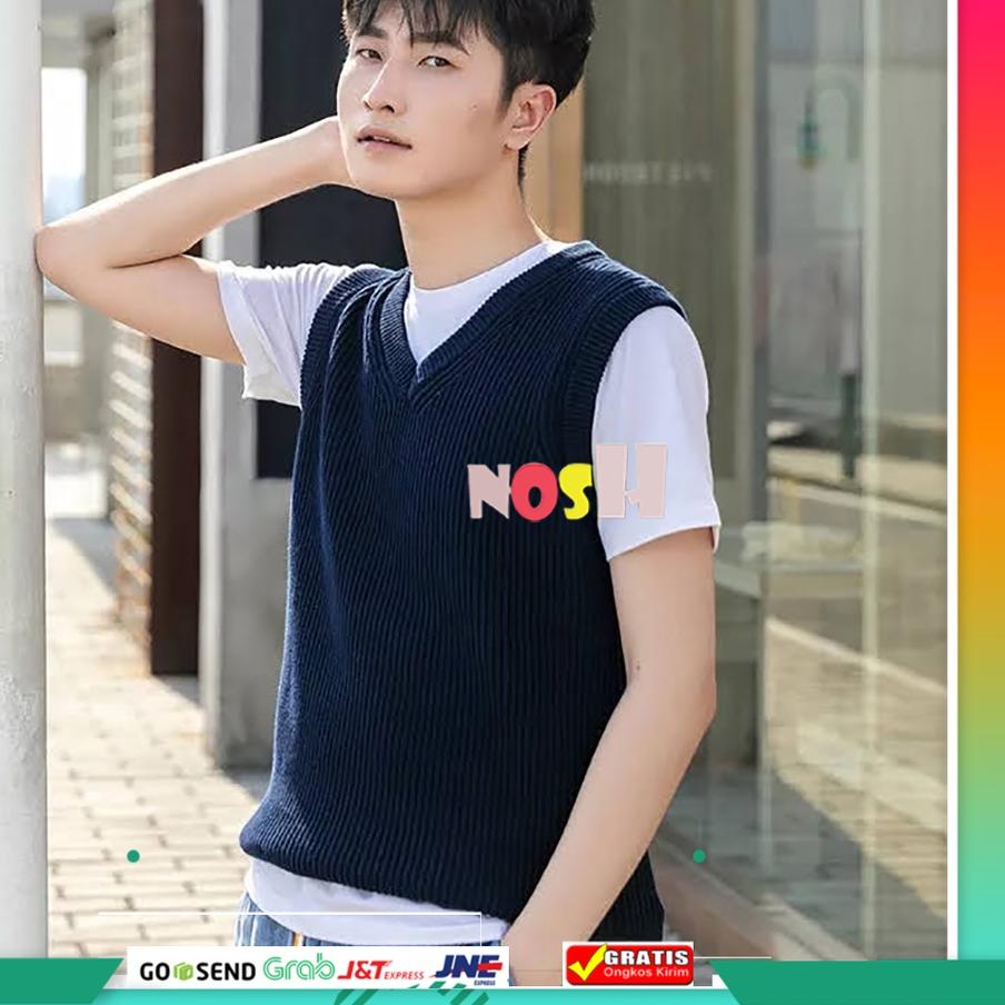 ➤ Rompi Rajut Pria Polos - Ian / Rompi Cowok / Rompi Pria Polos NOSH ➻