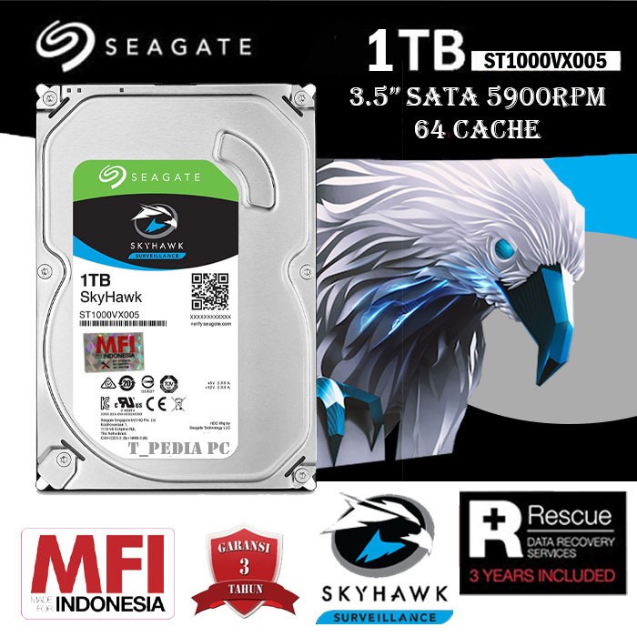 Terlaris Seagate 1Tb Skyhawk 3.5" Mfi
