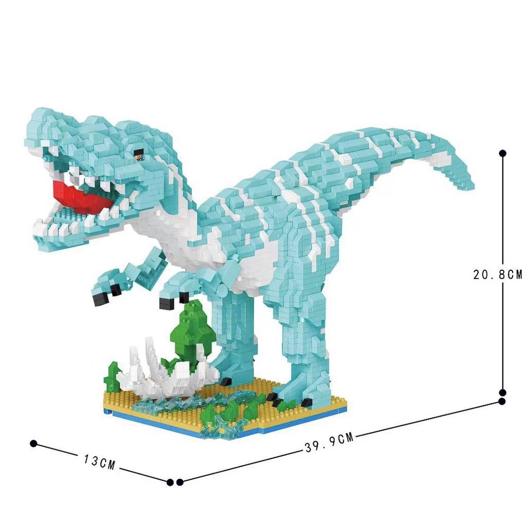 Blok Bangunan Rakitan Pendidikan Partikel Mikro Tiranosaurus Dinosaurus Jurassic