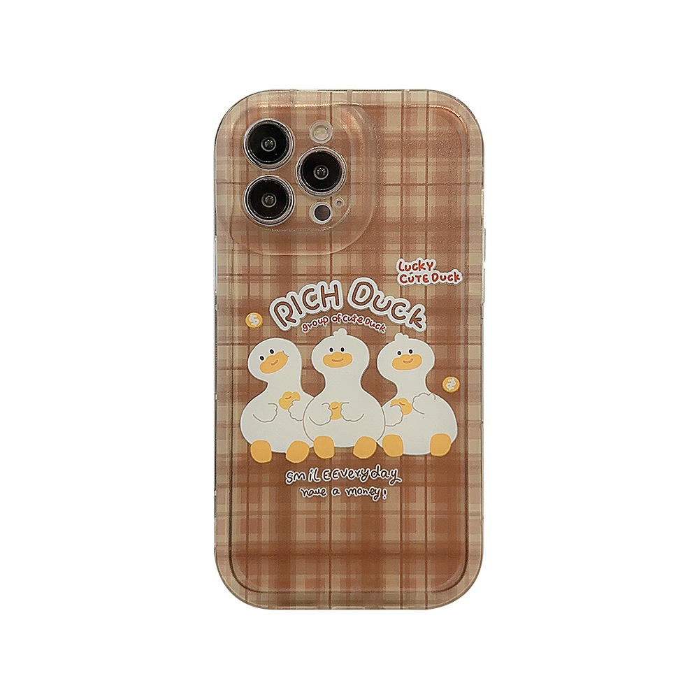 IPHONE Cute Rich Duck Kartun Lembut Casing Transparan Untuk Iphone14 11 12 13 PRO MAX Casing Cover Pelindung AT0009