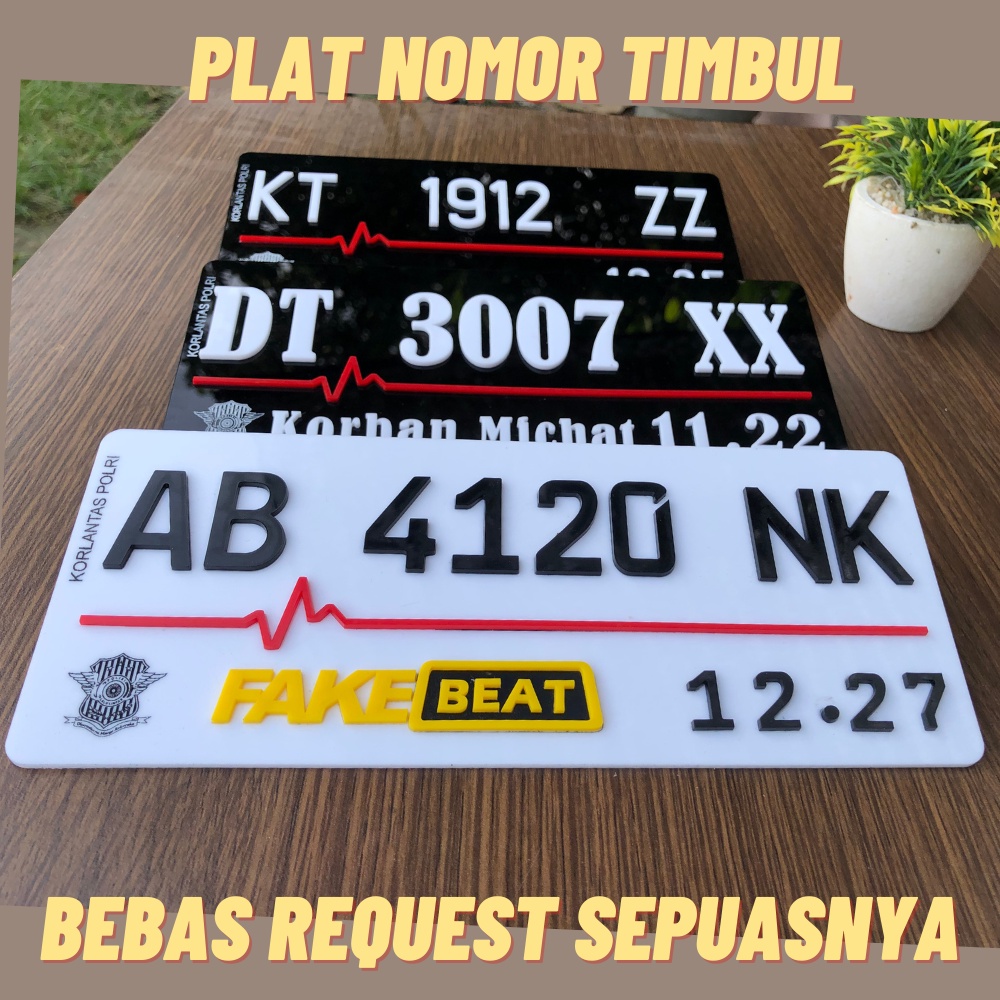 Jual Plat Nomor Timbul Akrilik/ Plat Nomor akrilikMotor / Plat Nomor