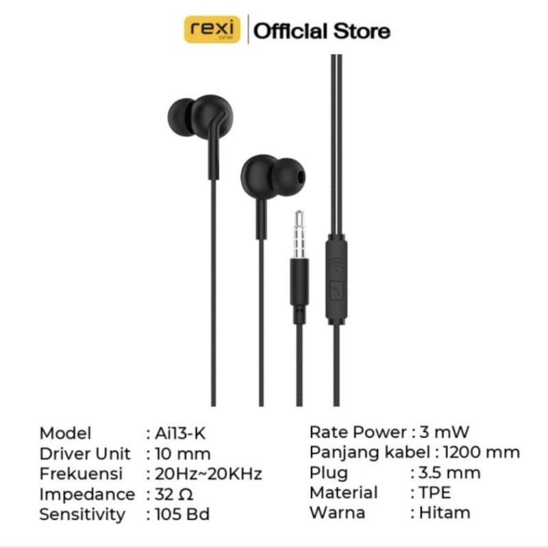 Rexi Ai13-K Super Bass Wired Earphone