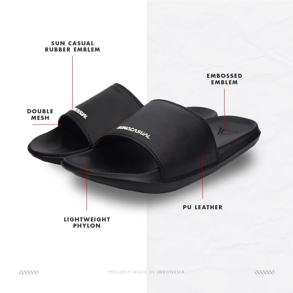 Sun Casual - Core 1 / C1 Black | Slippers Slide | Sandal Pria