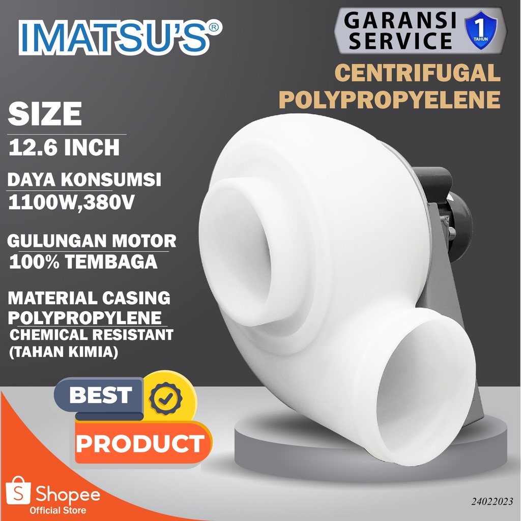Centrifugal Fan PP Plastik 12.6" Blower Keong Blower Lemari Asam