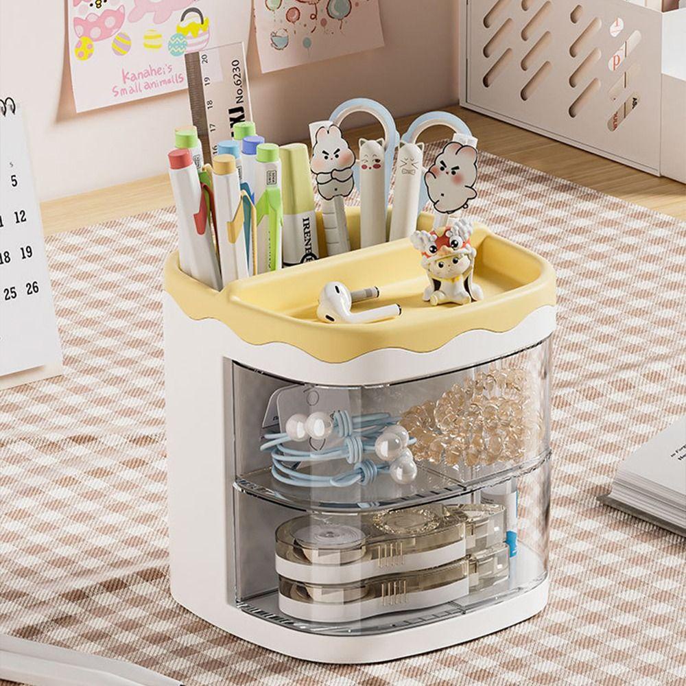 Mxbeauty Desktop Organizer Transparan Kapasitas Besar Siswa Kantor Telepon Stand Holder Kamar Pena Organizer Desktop Kotak Penyimpanan