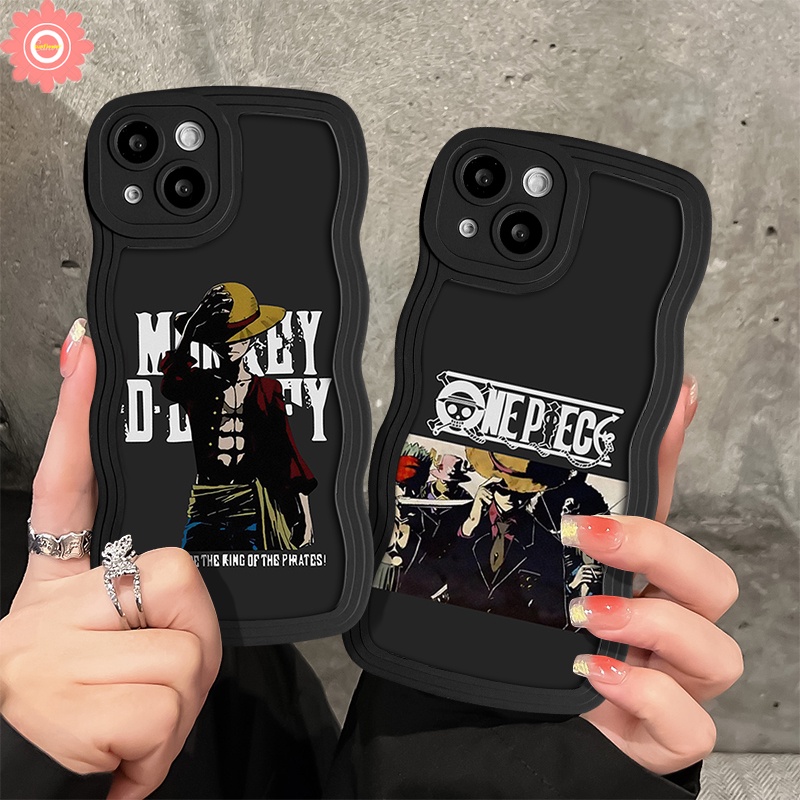 Case Luffy One Piece Anime Kartun Untuk Realme C53 C11 C12 10 9i C15 C25Y C35 C21Y C20 8Pro C20A C33 C30 C25s 8 8i C17 C25 6i 7 5 7i 5i 9Pro+ 9c3 Wavy Edge Soft Tpu Black Sarung