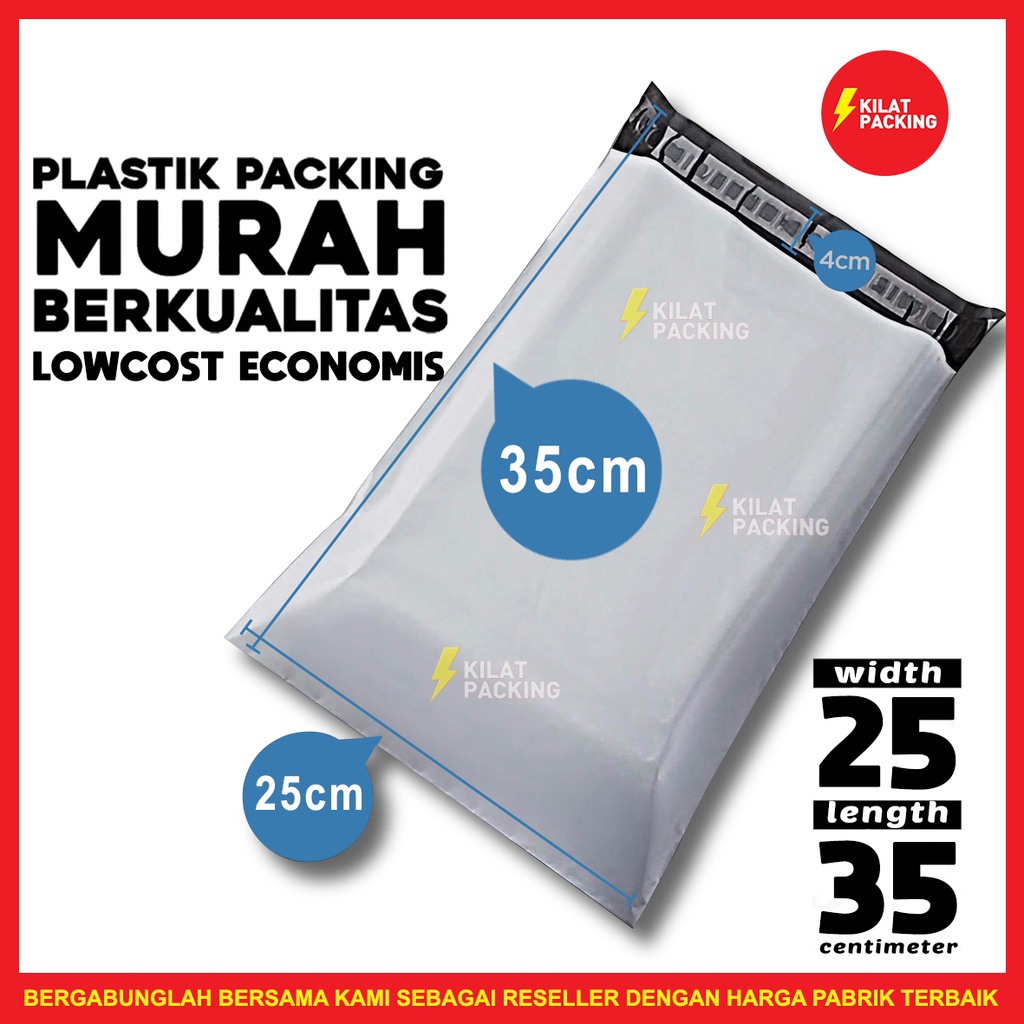 

Polymailer Low Cost Amplop Packaging Olshop Ekonomis Putih 25x35cm