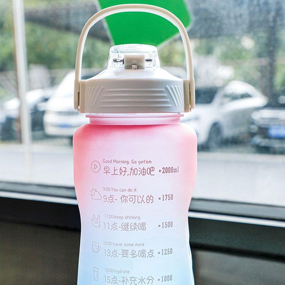 Solighter 2000ML Botol Air Kapasitas Besar Frosted Sedotan Fitness Jugs