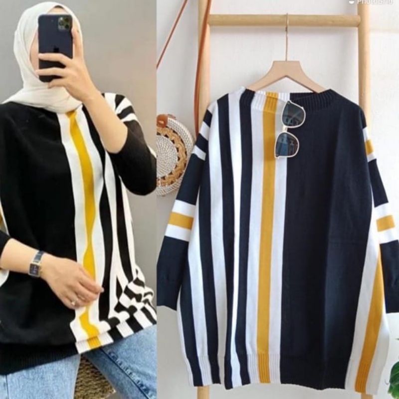 rajut Tunik salur kombinasi