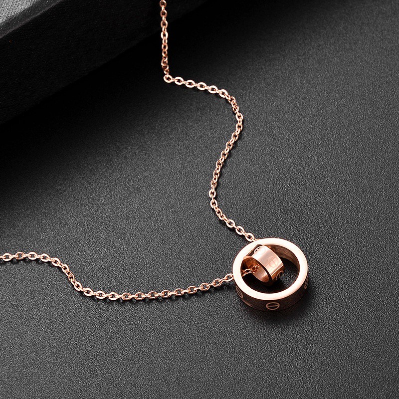 Kalung Rantai Klavikula Bahan Titanium Steel Warna Rose Gold Gaya Korea Untuk Wanita