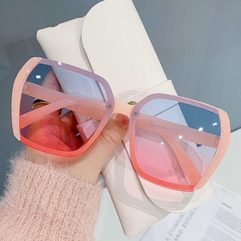 Kacamata Hitam Gaya Korea Kepribadian Bingkai Besar Kacamata Wajah Pelindung Matahari Sunglasses