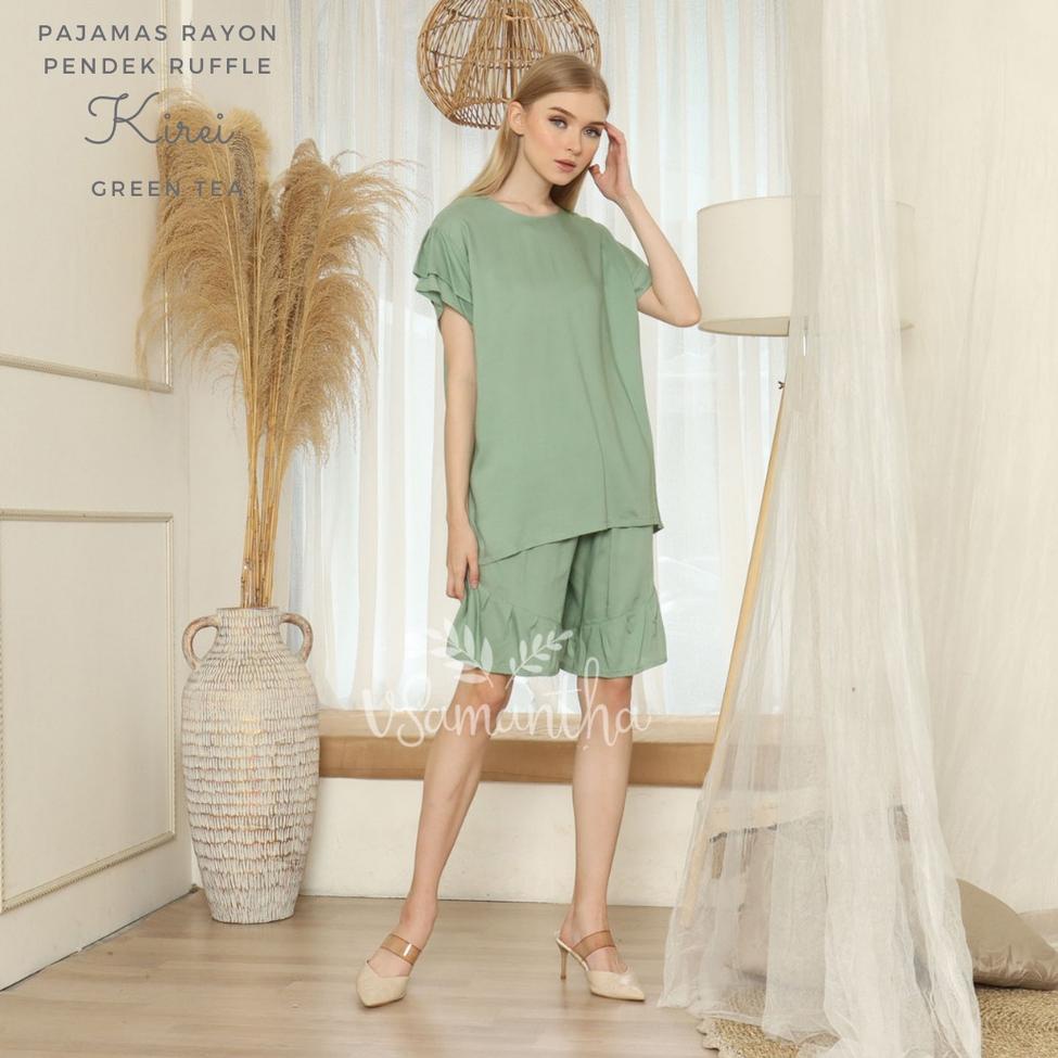 TERMURAH vSamantha - One Set Piyama Rayon Pendek Ruffle Kirei