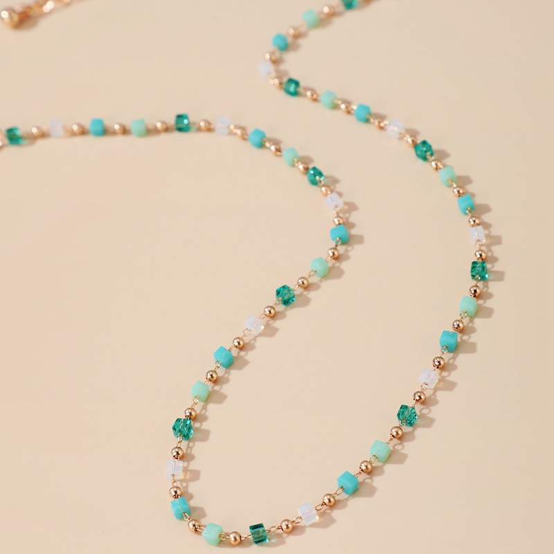 Kalung Manik-Manik Warna-Warni Untuk Wanita Rantai Leher Boho Choker Necklaces Geometric Square Bead Jewelry