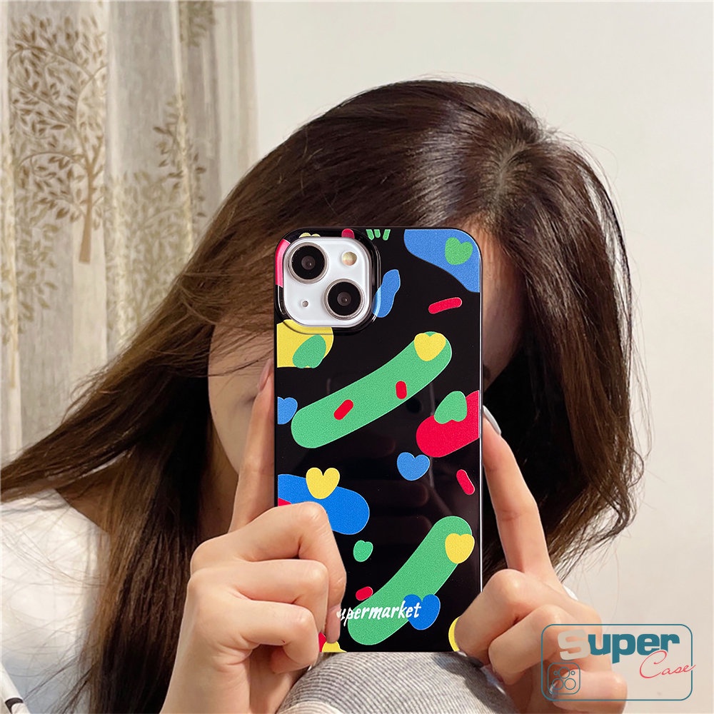 Full Pelindung Case Kompatibel Untuk IPhone 7Plus 8Plus XR 12 11 14 13 Pro Max 7 8 14 Plus X XS Max SE 2020 Warna-Warni Art Pigmen Cinta Hati Glossy Halus Lembut Tpu Phone Case